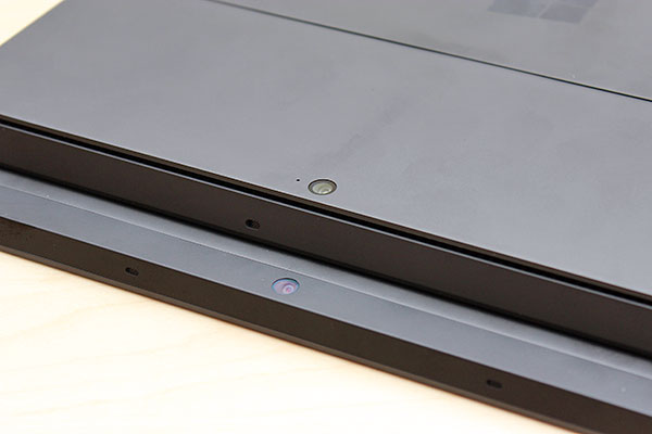 Both the Surface Pro and Surface RT come with 720p front and rear-facing cameras. But did you notice that their rear-facing camera is angled upwards? This is to allow the camera to shoot straight ahead (instead of shooting at the floor) when the kickstand is used. Also, the slit that runs around the Surface Pro serves as an air vent for the two fans within. Both the Surface Pro and Surface RT come with 720p front and rear-facing cameras. But did you notice that their rear-facing camera is angled upwards? This is to allow the camera to shoot straight ahead (instead of shooting at the floor) when the kickstand is used. Also, the slit that runs around the Surface Pro serves as an air vent for the two fans within.