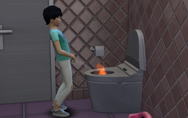 Flaming piss is apparently a thing in The Sims 4