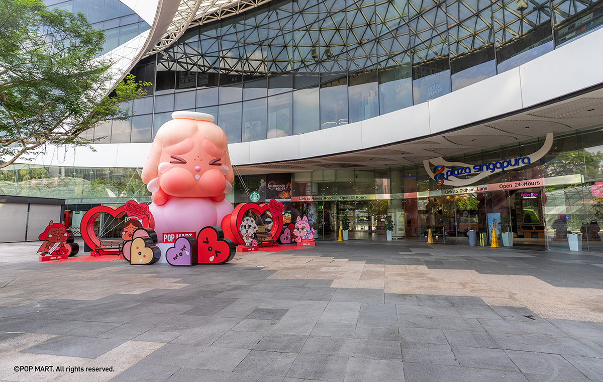 The Stupid Cupid inflatable at the Plaza Singapura courtyard. Photo: Pop Mart Singapore. The Stupid Cupid inflatable at the Plaza Singapura courtyard. Photo: Pop Mart Singapore.